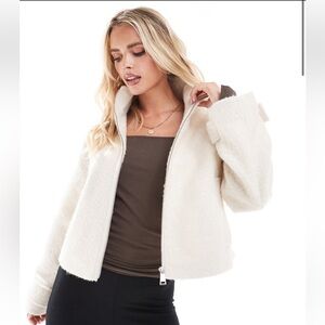 ASOS Women’s Petite funnel jacket in cream boucle small petite